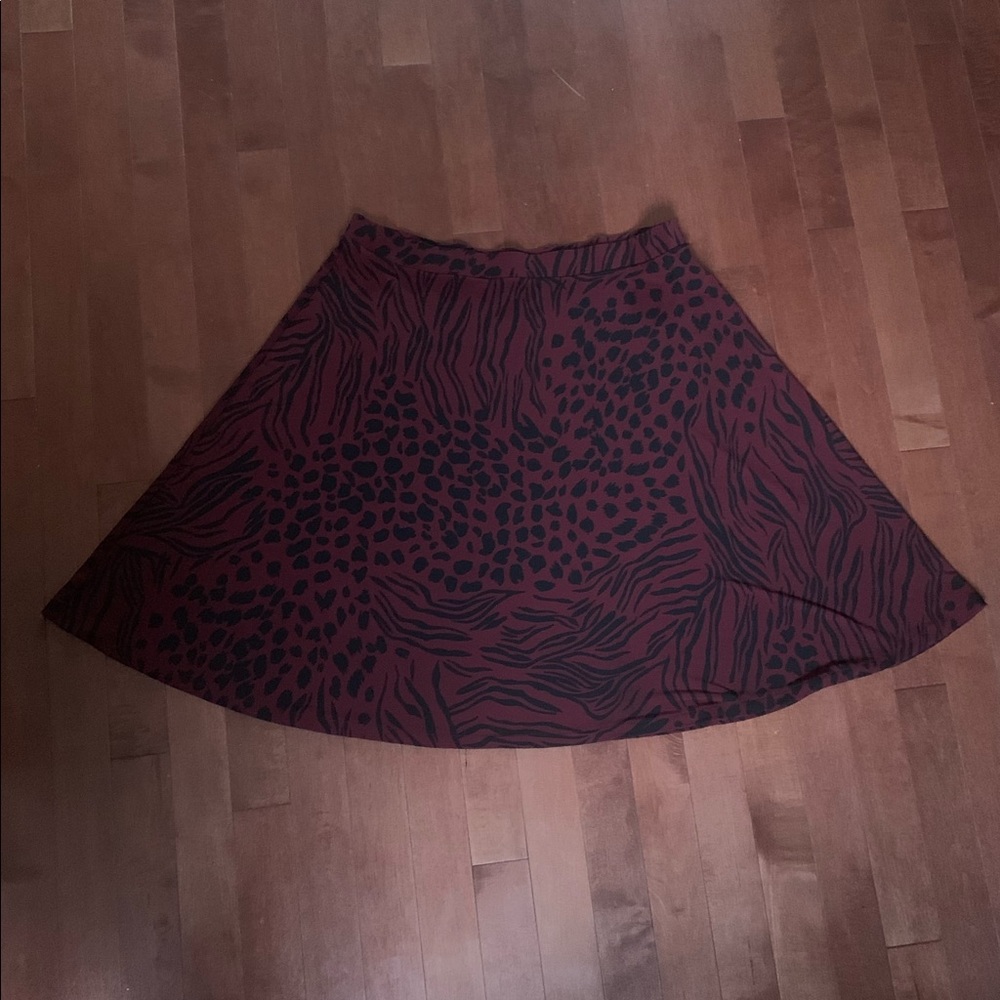 Red Animal Print Skirt